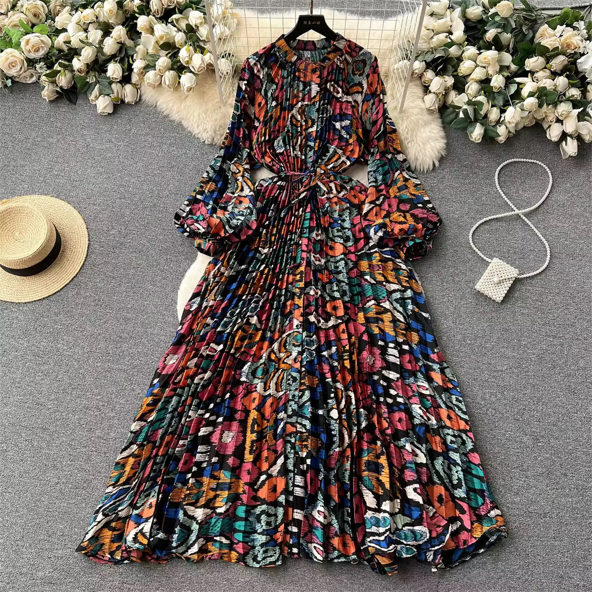 Floral pleated dress