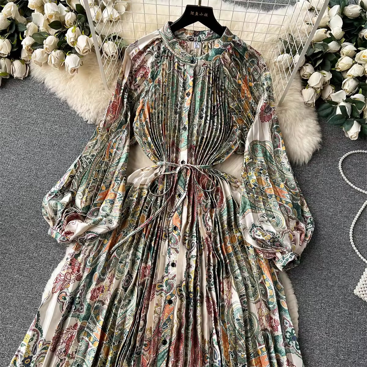 Paisley pleated dress