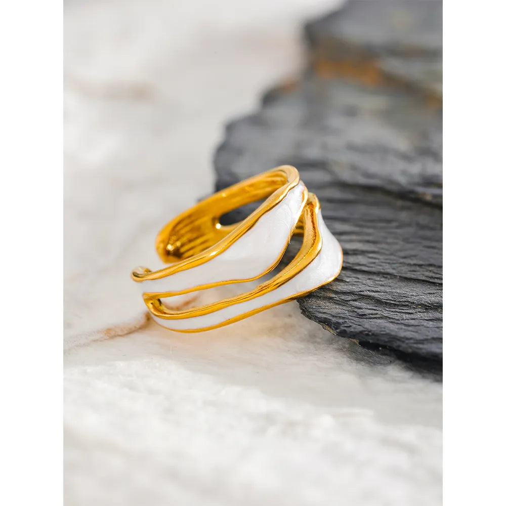 Kendall White Enamel open Ring