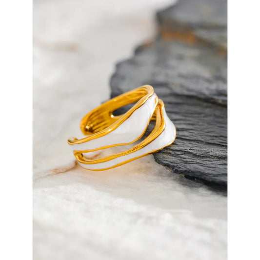 Kendall White Enamel open Ring
