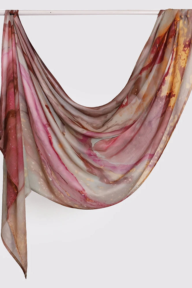 Water color Print Modal Hijab-Rose quarts marble