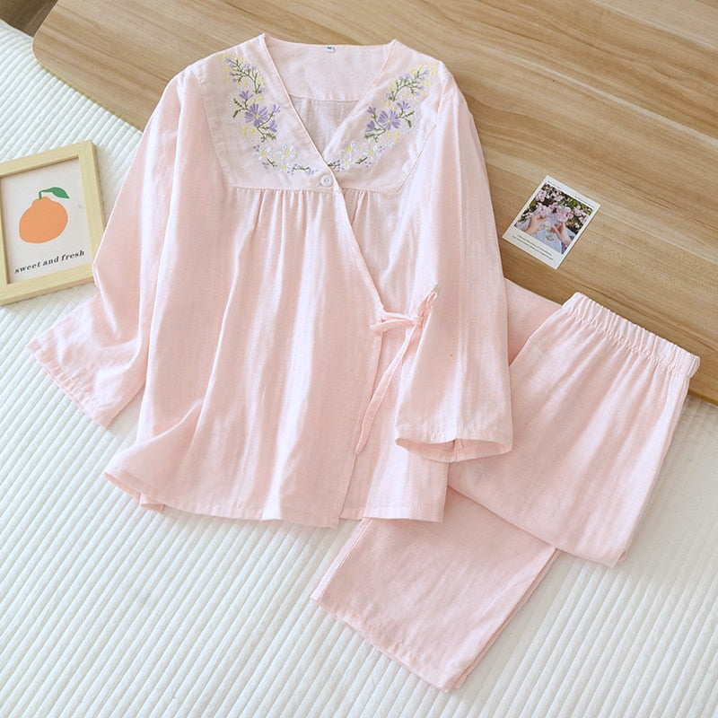 Elena Pajamas Gauze Cotton Pajama(2 colors)