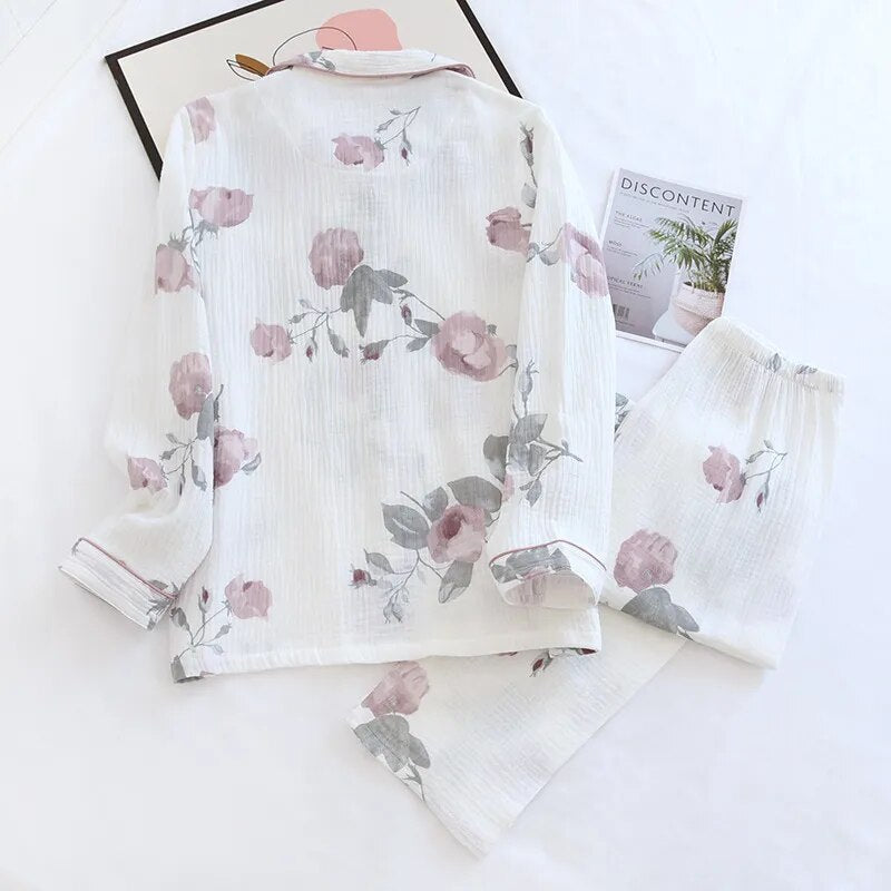 Purple fog rose cotton crepe Pajama set