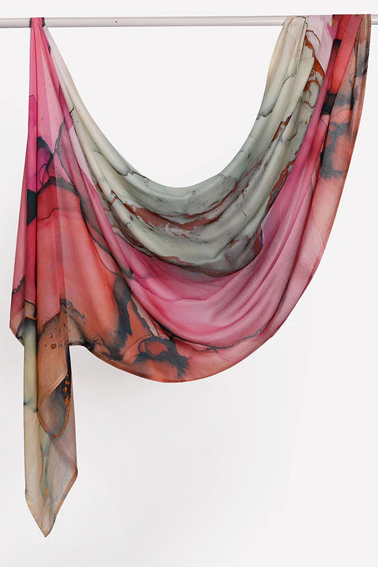 Watercolor Print Modal hijab-Fuchsia and Sage