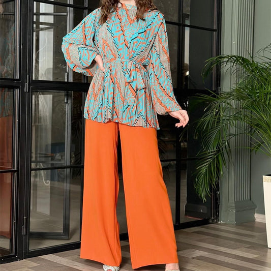 Sakura Loose Printing Top+ Pants- 2 Piece set