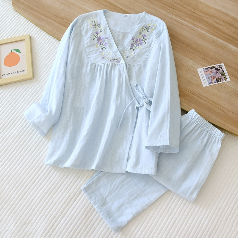 Elena Pajamas Gauze Cotton Pajama(2 colors)