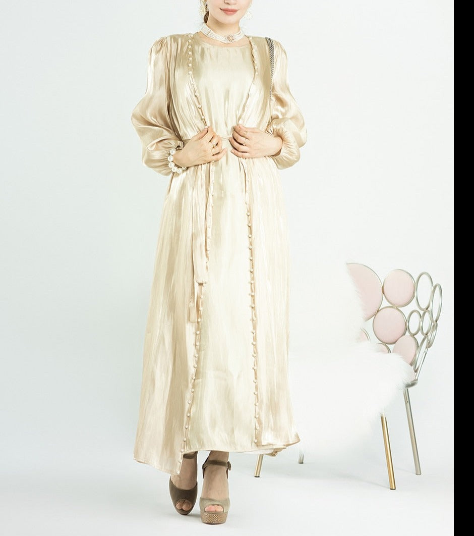 Milana dress- Long Dress+Beaded Cardigan Robe(4 colors)