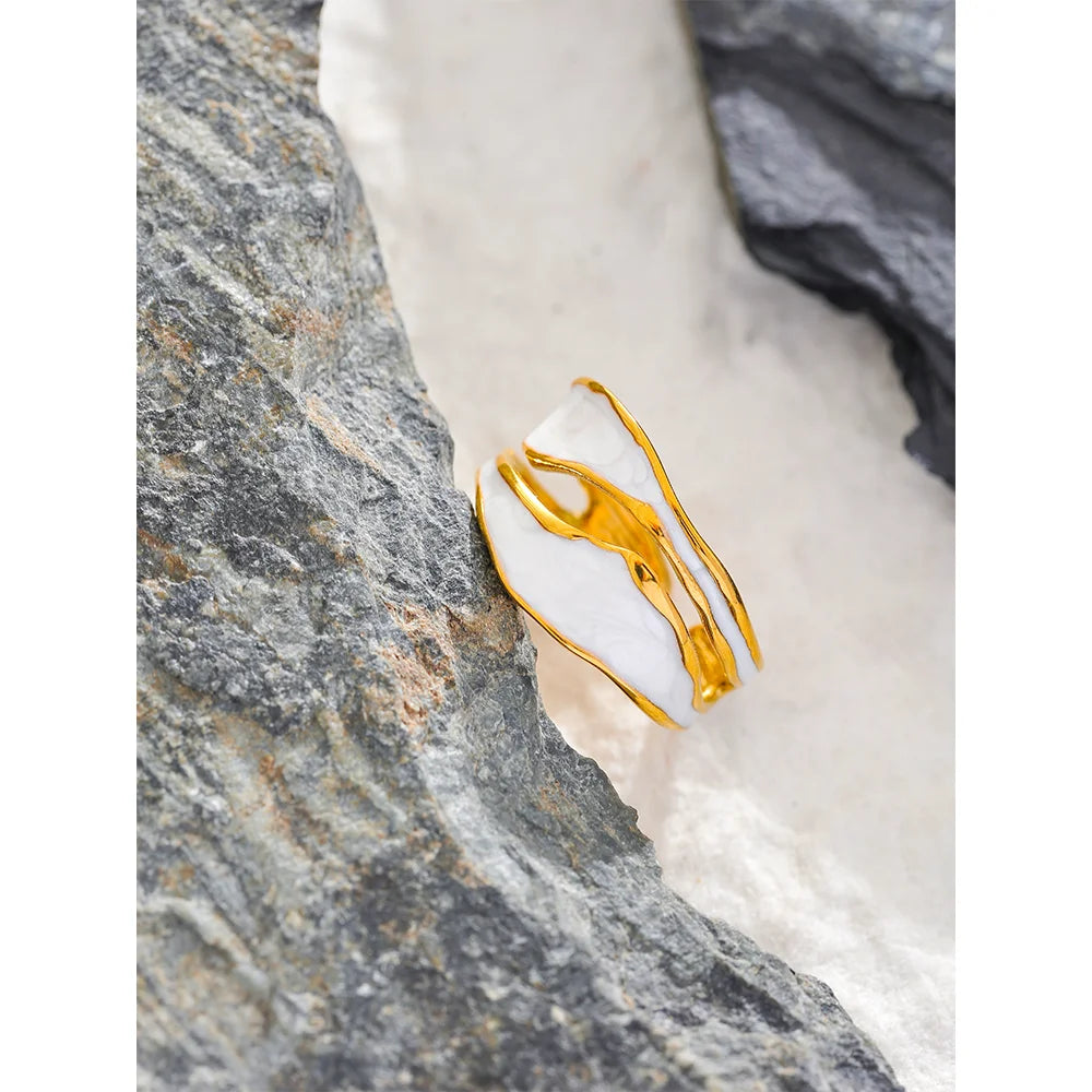 Kendall White Enamel open Ring