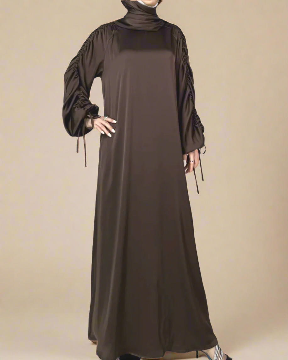 Aala Ruched Sleeve Abaya