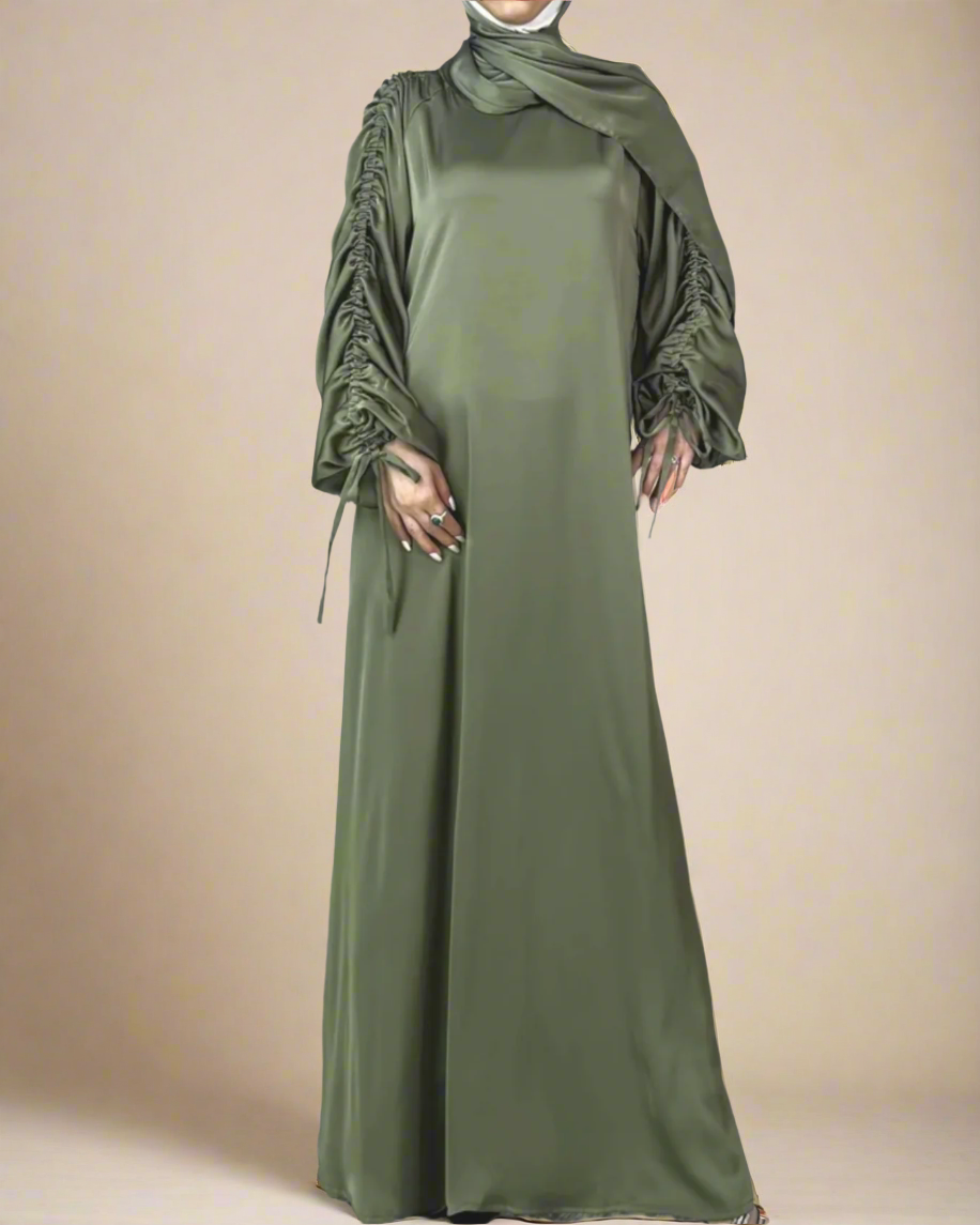 Aala Ruched Sleeve Abaya