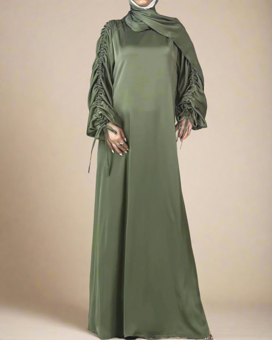 Aala Ruched Sleeve Abaya
