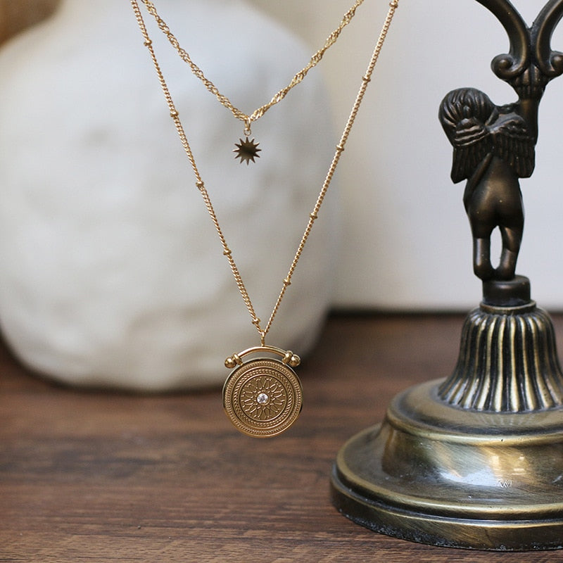 Graciela Vintage Double Layered Pendant Necklace