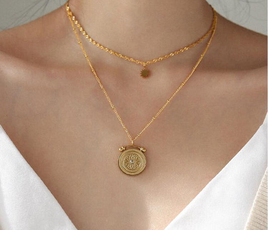 Graciela Vintage Double Layered Pendant Necklace