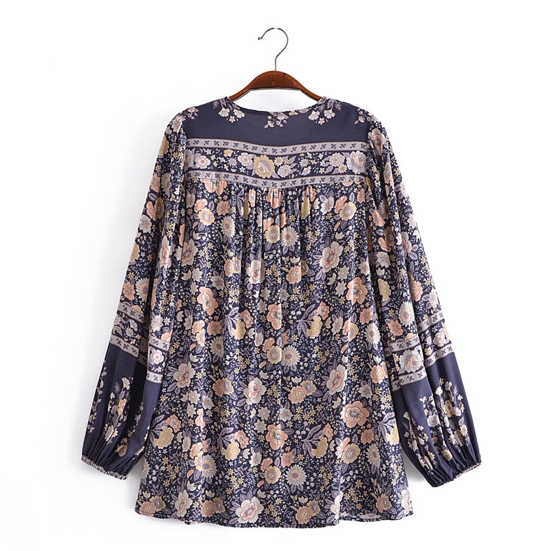 Elmira Floral Print Loose Blouse Shirt