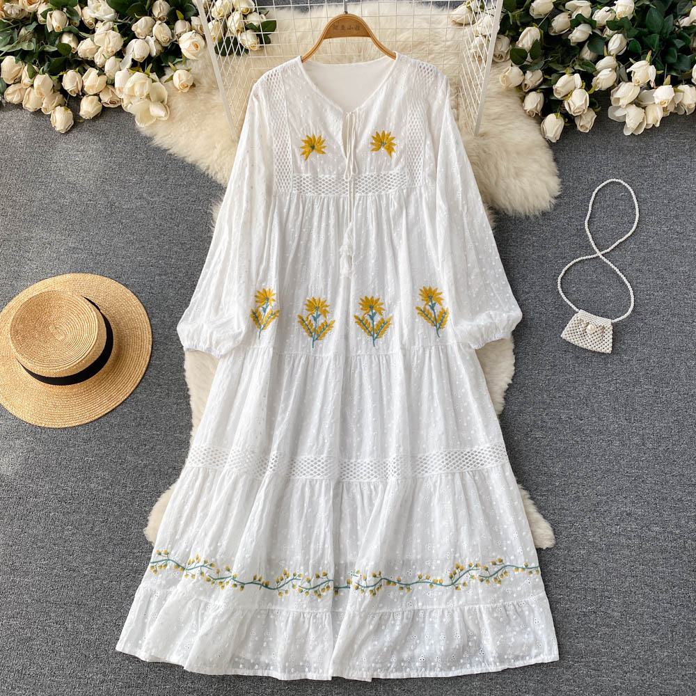 Aveza Embroidery Cotton Dress(5 Colors)