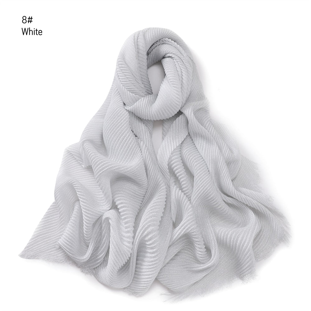 Shimmer Rippled Hijab(24 Colors)