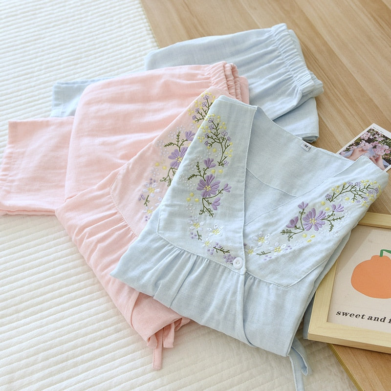 Elena Pajamas Gauze Cotton Pajama(2 colors)