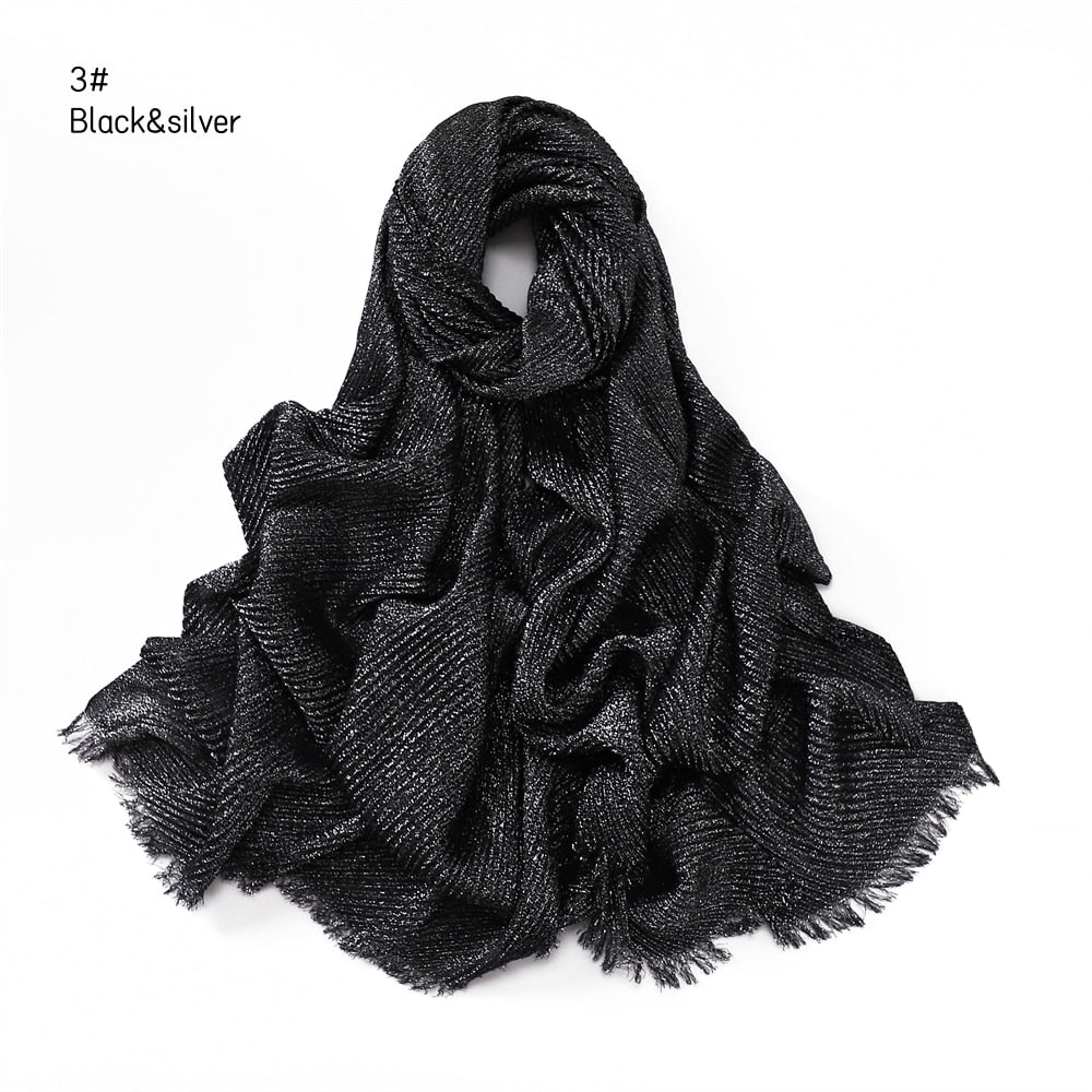 Shimmer Rippled Hijab(24 Colors)