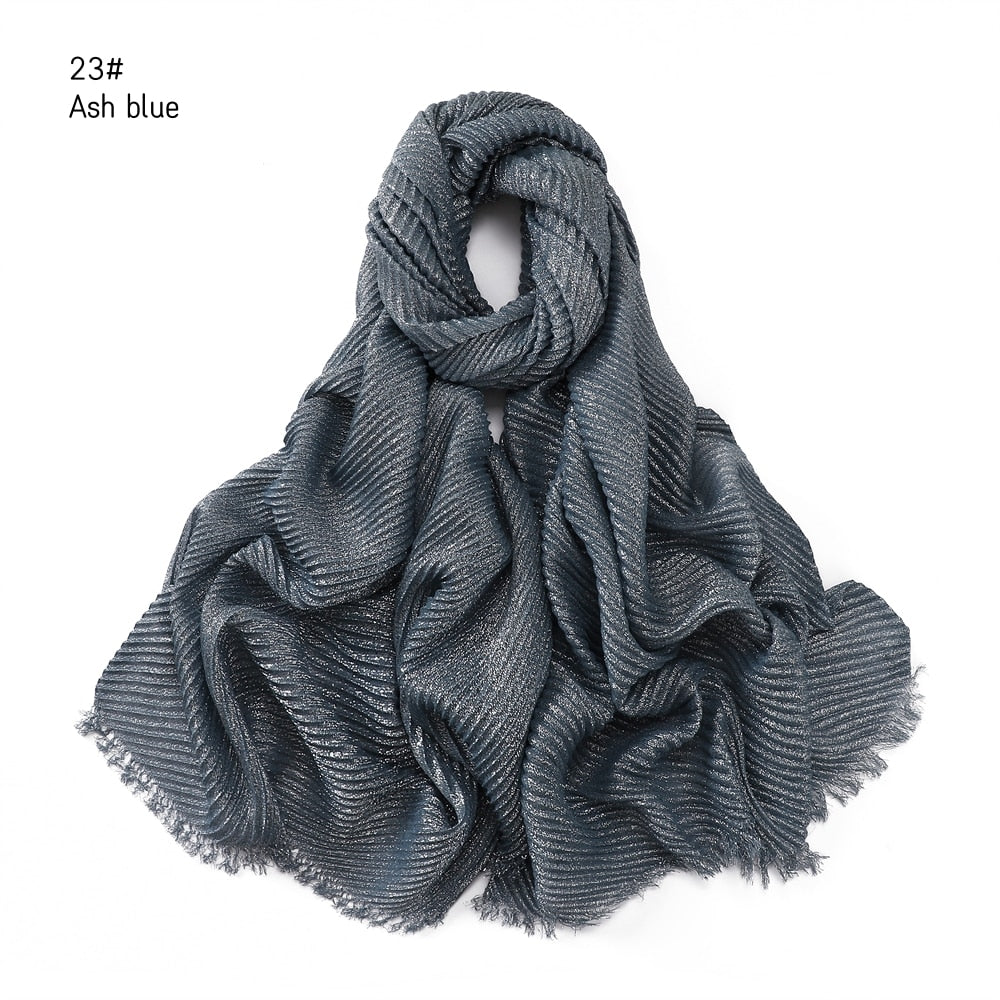Shimmer Rippled Hijab(24 Colors)