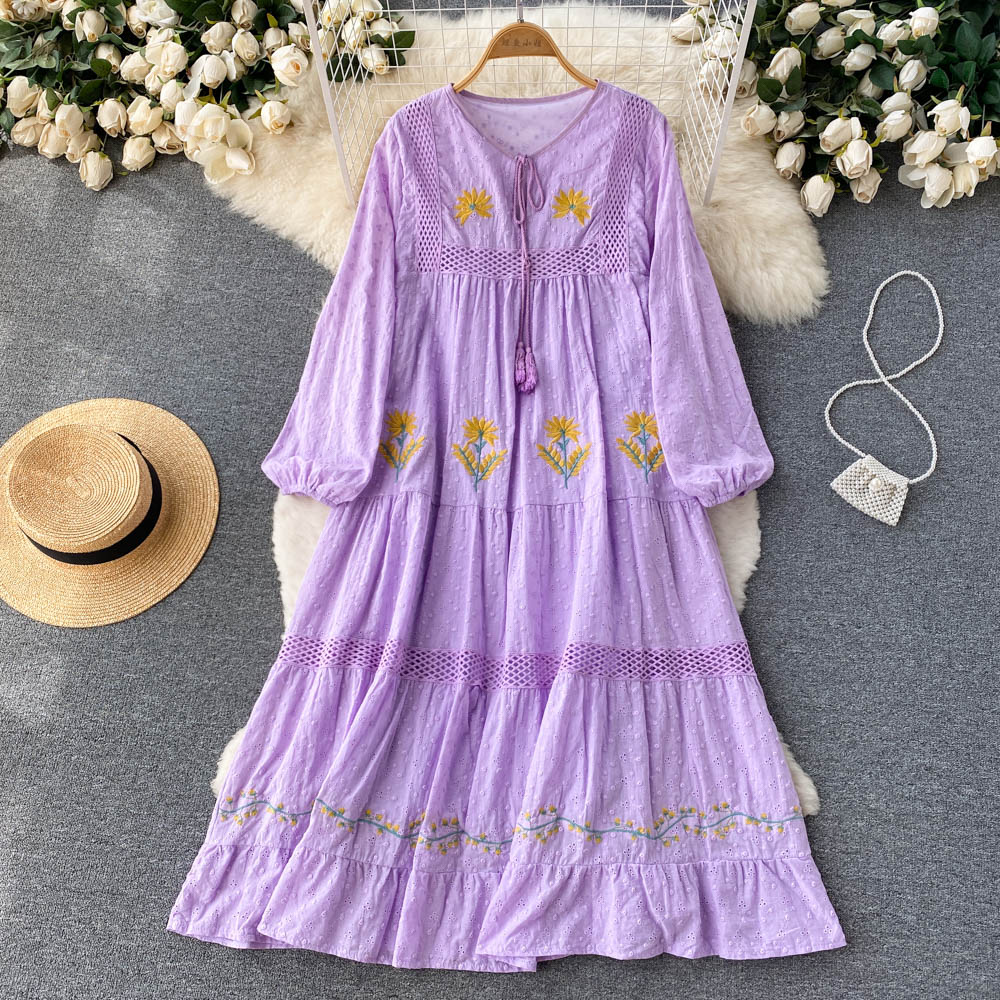 Aveza Embroidery Cotton Dress(5 Colors)