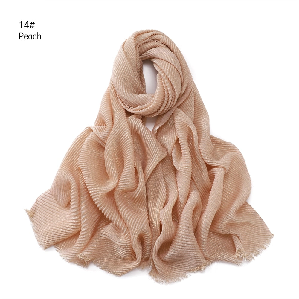 Shimmer Rippled Hijab(24 Colors)