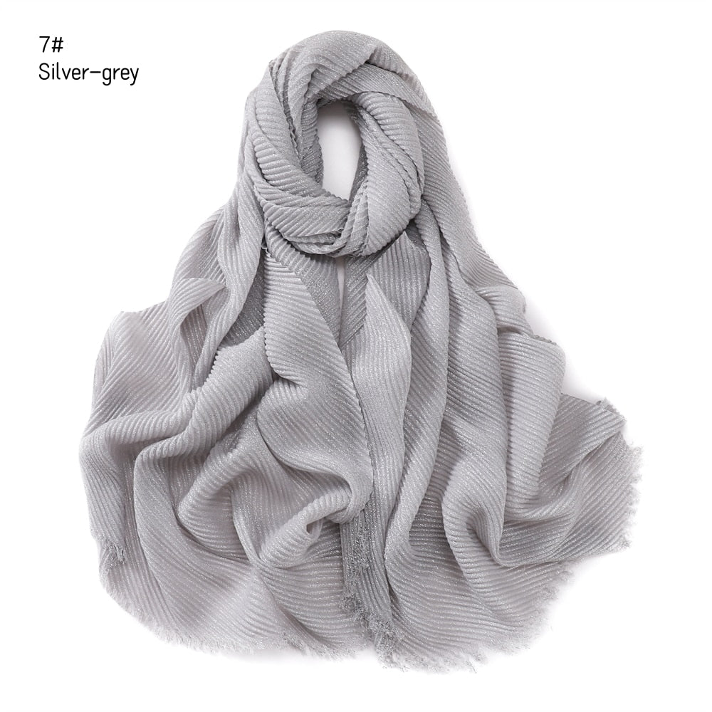 Shimmer Rippled Hijab(24 Colors)