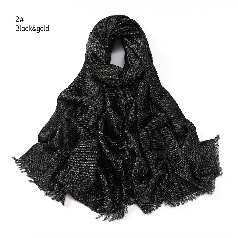 Shimmer Rippled Hijab(24 Colors)
