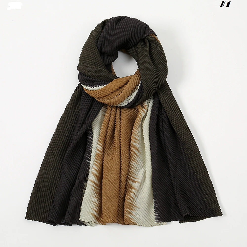 Falisha Pleated Mixed shaded Crinkle Cotton viscose Hijabs (7 Colors)