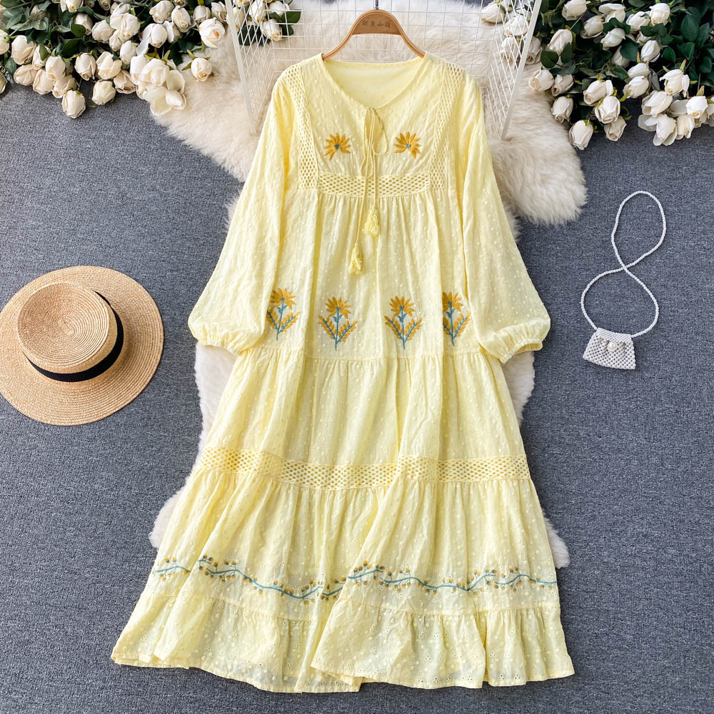 Aveza Embroidery Cotton Dress(5 Colors)