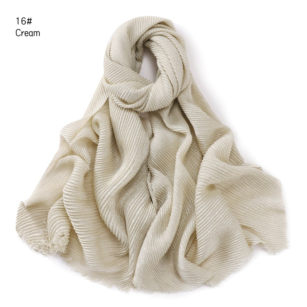 Shimmer Rippled Hijab(24 Colors)
