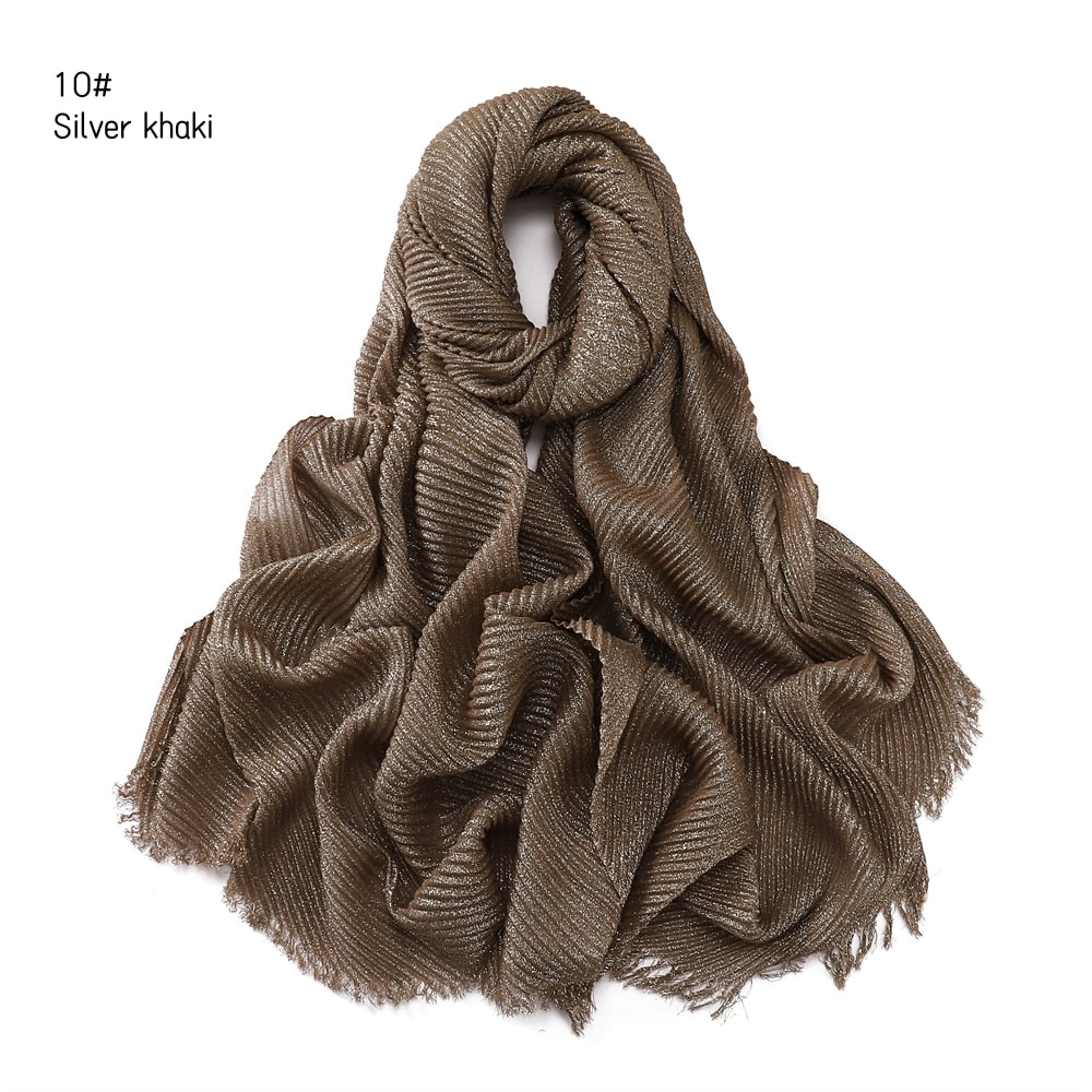 Shimmer Rippled Hijab(24 Colors)