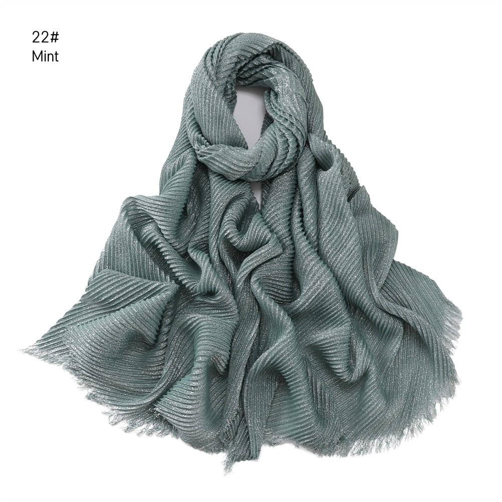 Shimmer Rippled Hijab(24 Colors)
