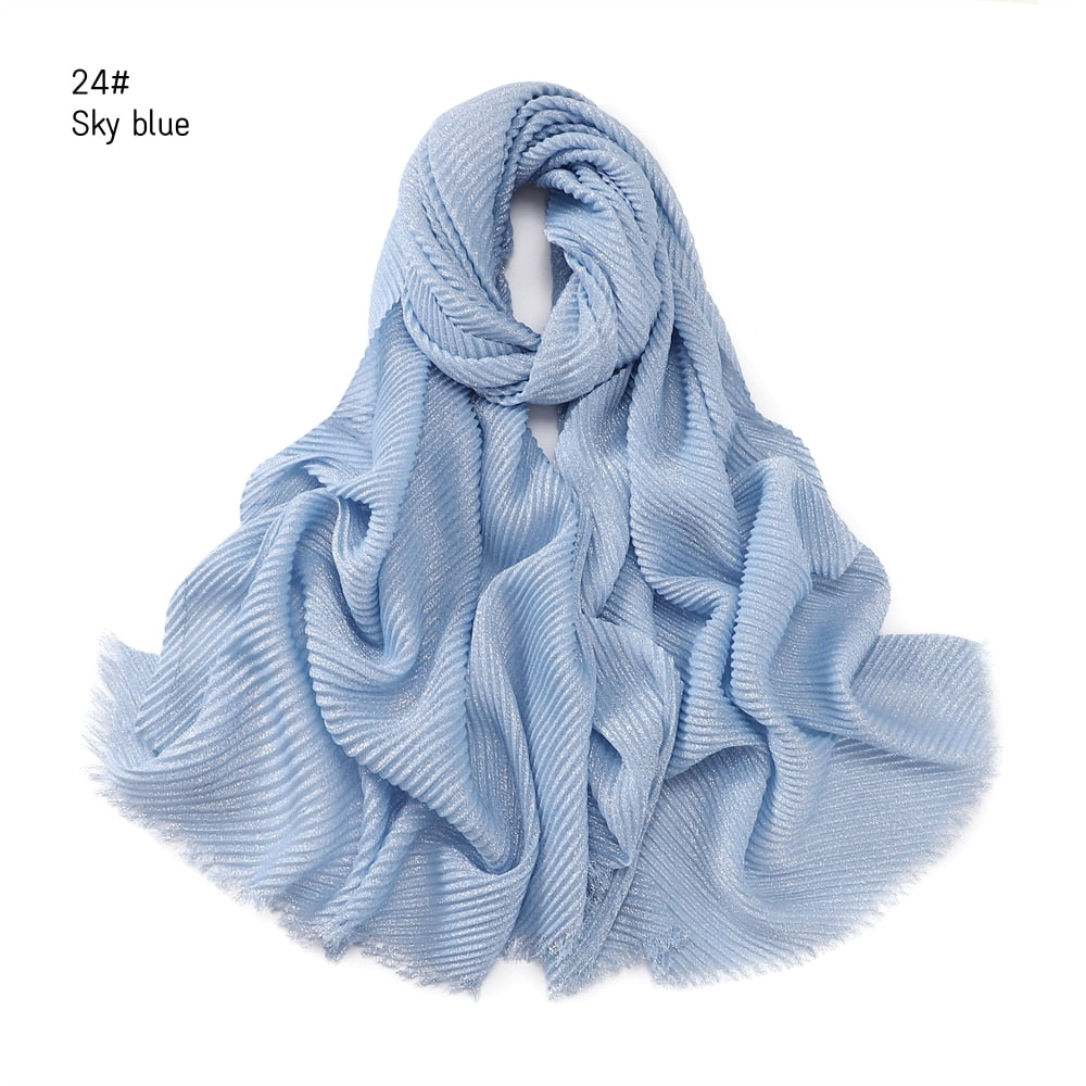 Shimmer Rippled Hijab(24 Colors)