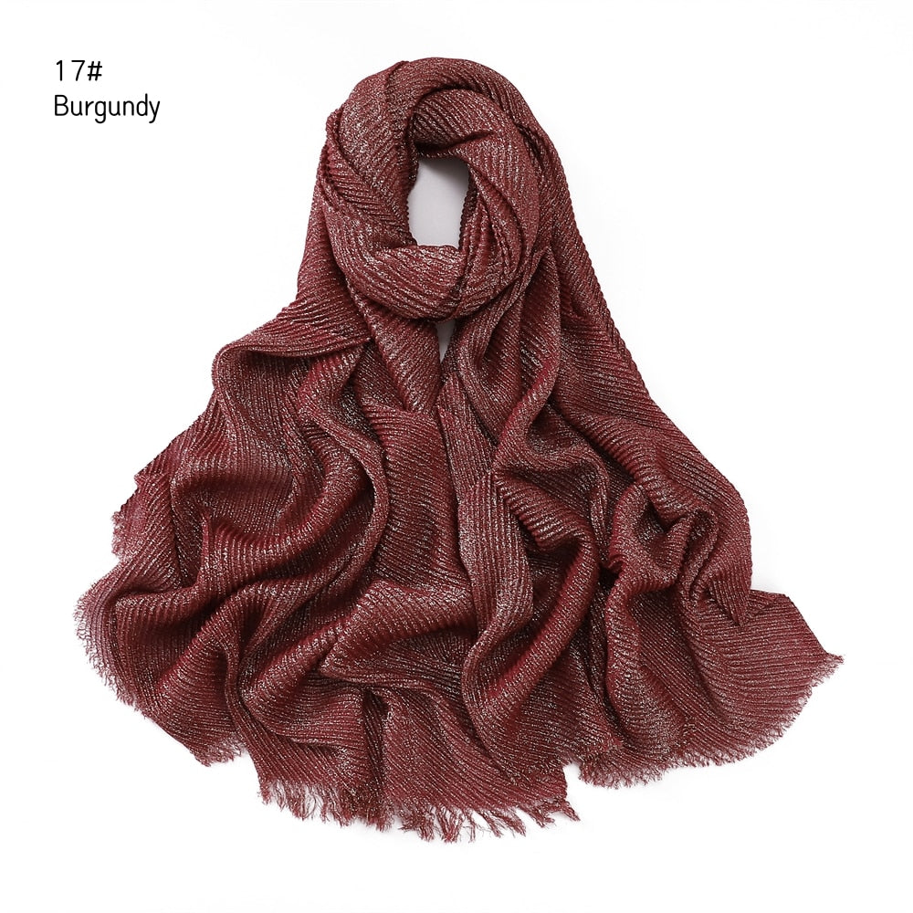 Shimmer Rippled Hijab(24 Colors)