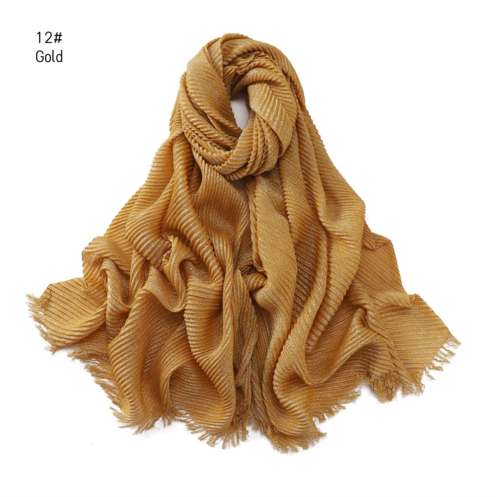 Shimmer Rippled Hijab(24 Colors)