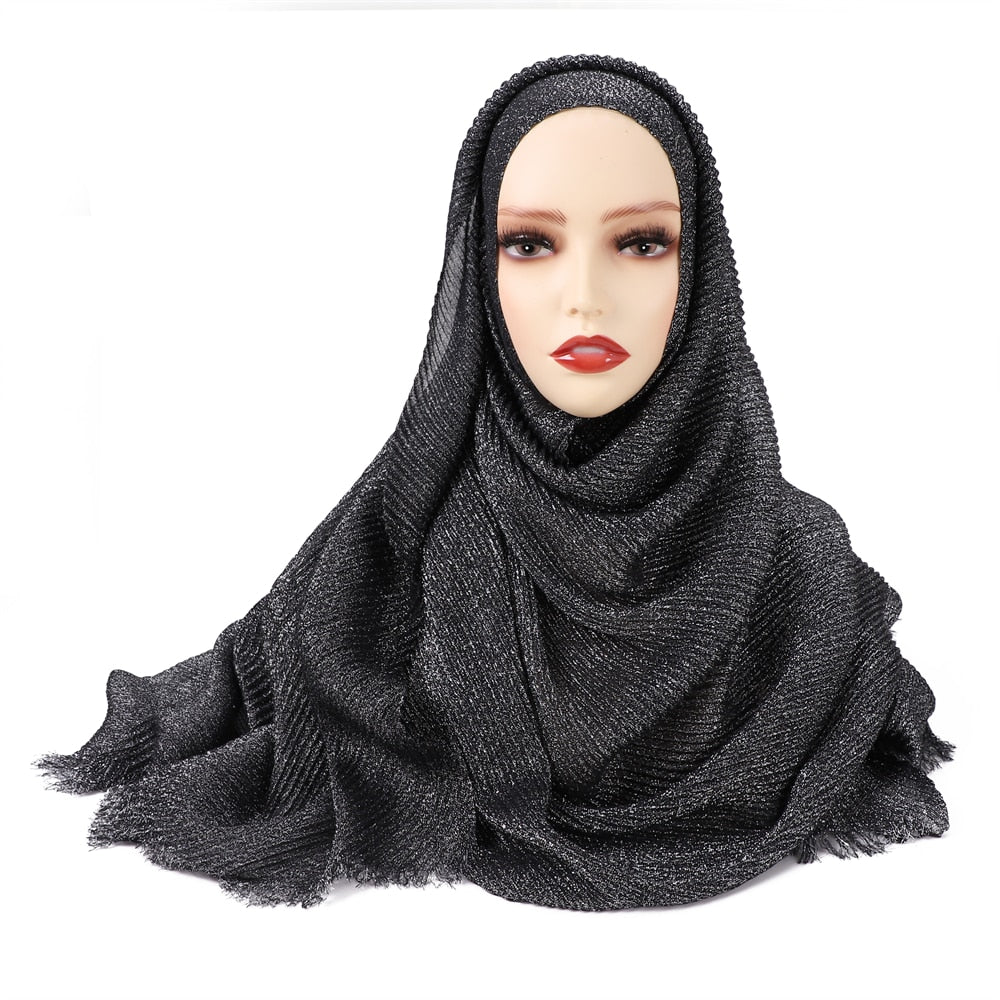 Shimmer Rippled Hijab(24 Colors)