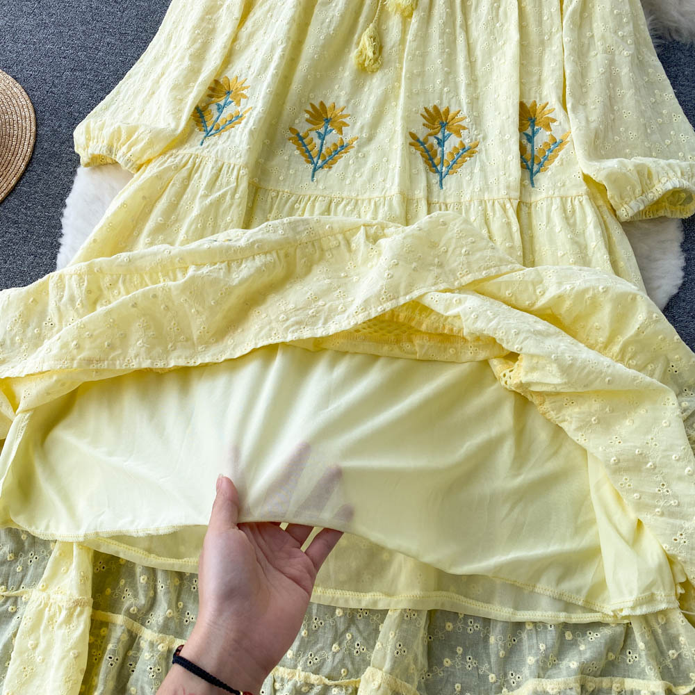 Aveza Embroidery Cotton Dress(5 Colors)