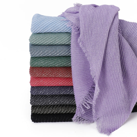 Shimmer Rippled Hijab(24 Colors)
