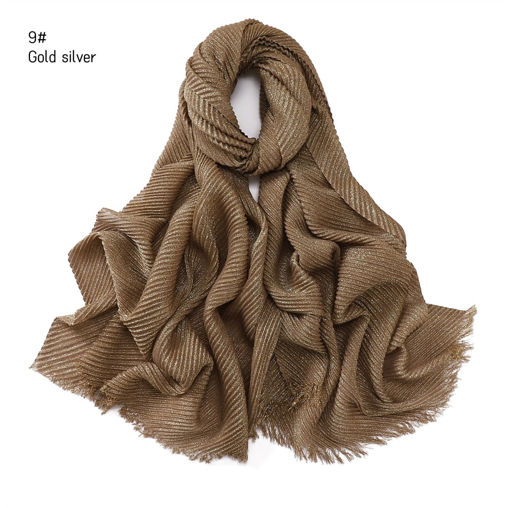 Shimmer Rippled Hijab(24 Colors)