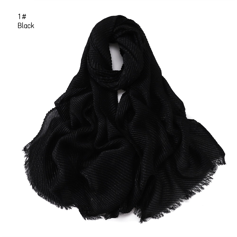Shimmer Rippled Hijab(24 Colors)