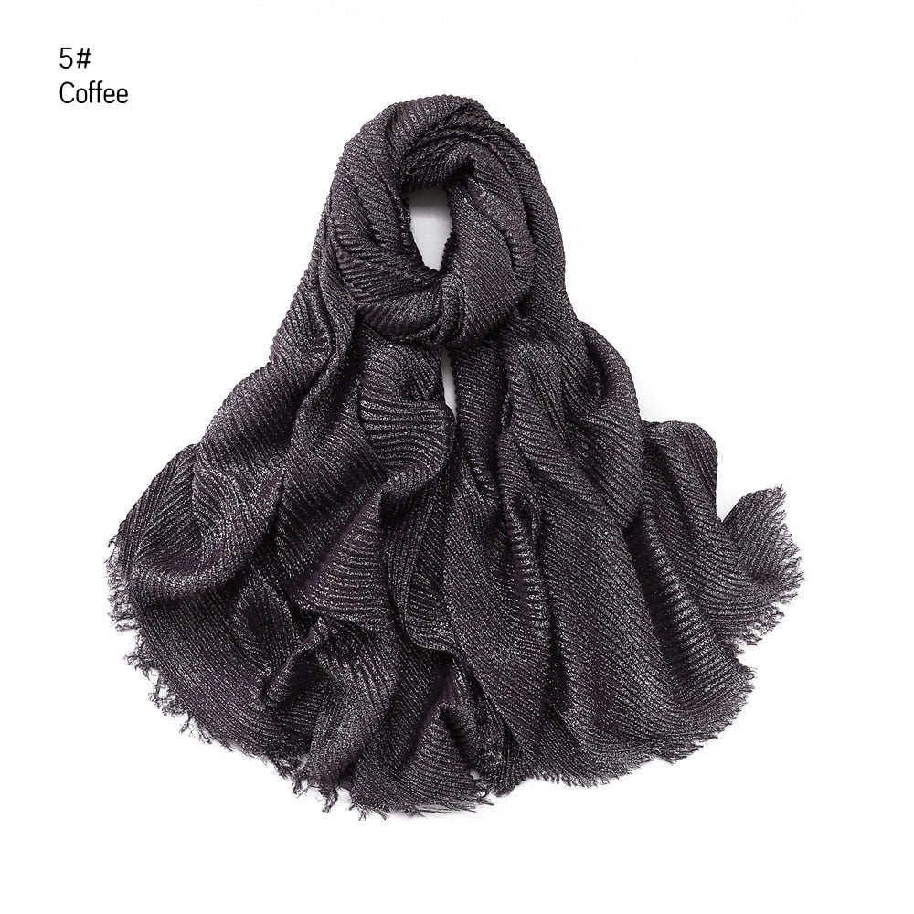 Shimmer Rippled Hijab(24 Colors)