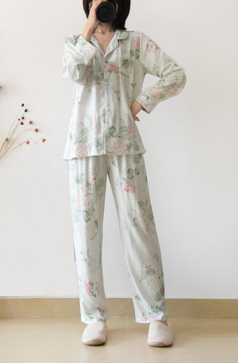 Blossoms cotton silk PJ set (4 colors)