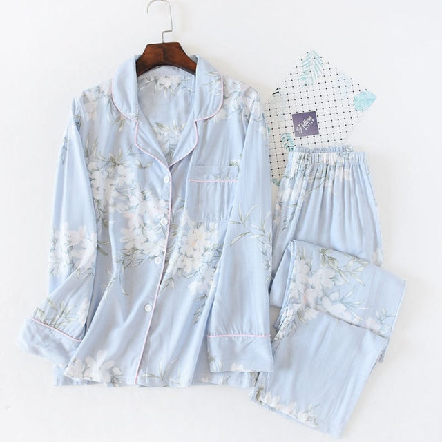 Blossoms cotton silk PJ set (4 colors)