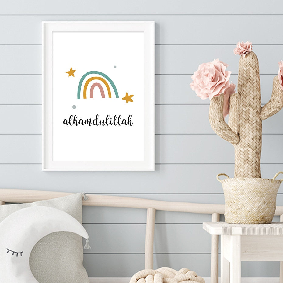 Rainbow-clouds print nursery/room home decor