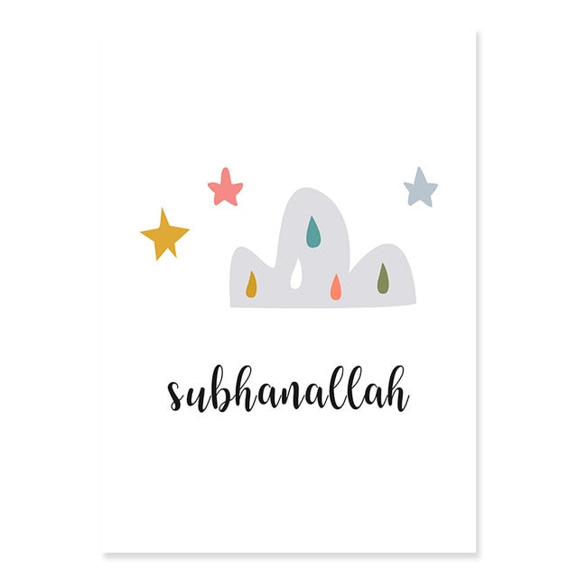 Rainbow-clouds print nursery/room home decor