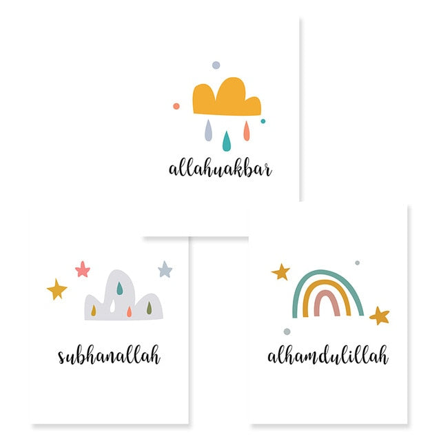Rainbow-clouds print nursery/room home decor