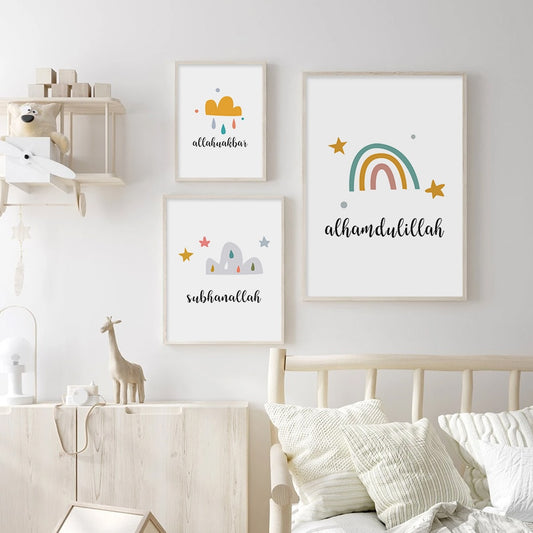 Rainbow-clouds print nursery/room home decor
