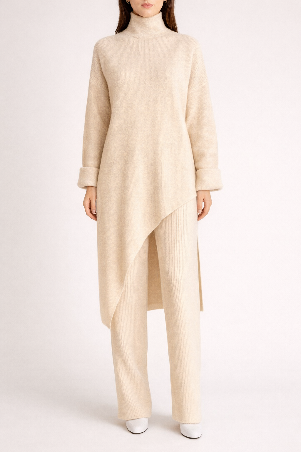 Badiyah Asymmetrical Knit Two-Piece Set (3 Colors)