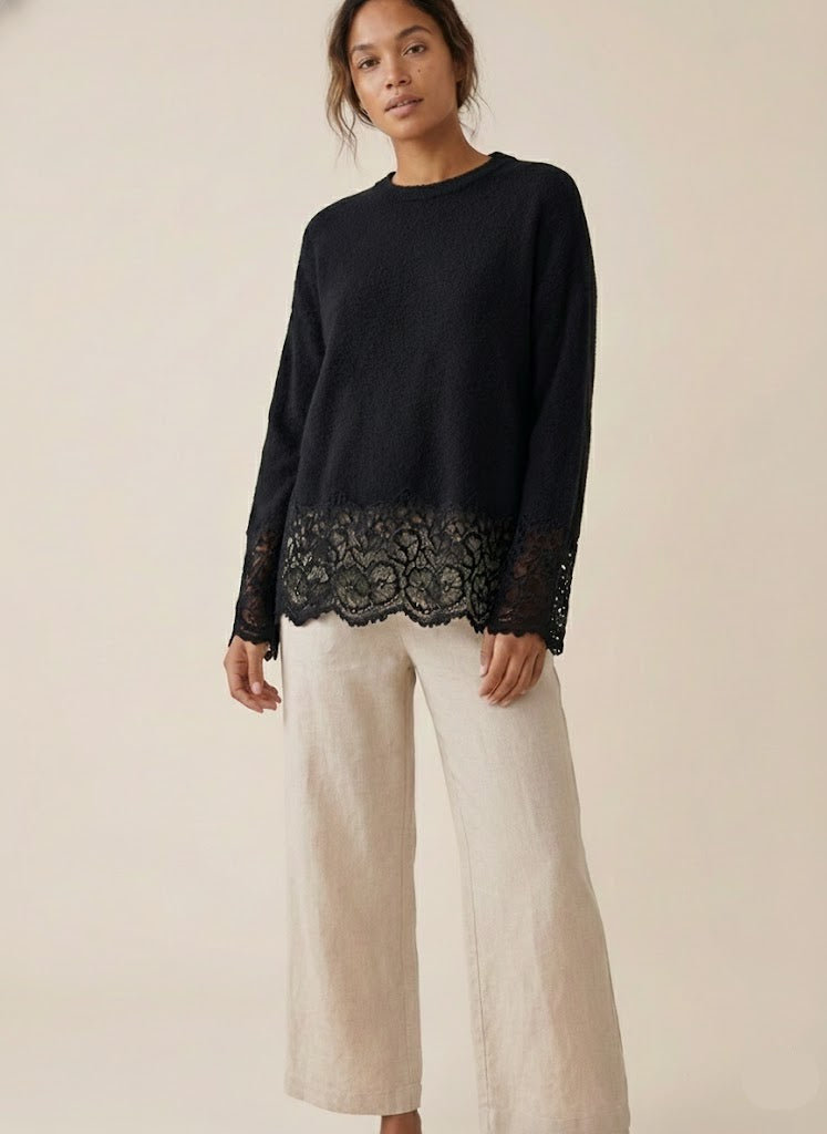 Haifa Lace Border Knit Top