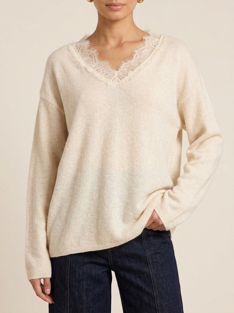Noor Lace Trim Knit Top (2 Colors)
